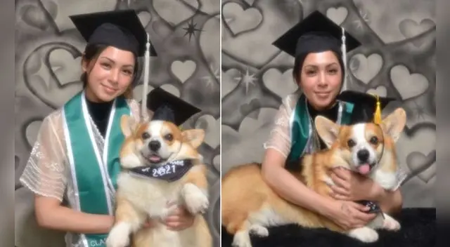 Estudiante posa con su perro en una emotiva foto de graduación, él la ayudó a alcanzar la meta.