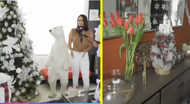 Melissa Klug muestra decoración navideña.