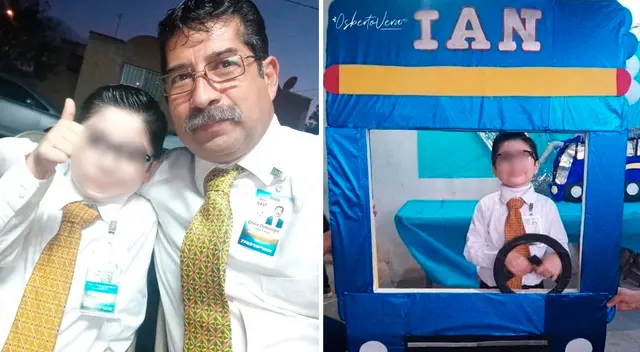 En la fiesta no faltó nada. El niño tuvo su propio uniforme, gafete, piñata y hasta torta de bus.