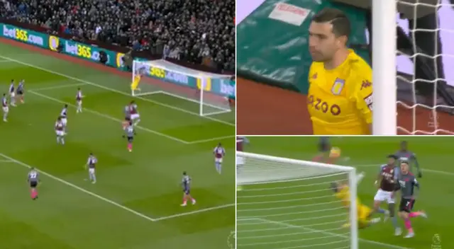 Emiliano Martínez, arquero de la selección de Argentina, se lució bajo los tres palos.