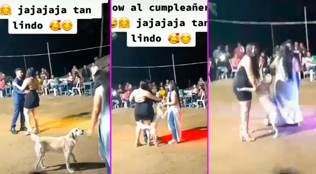 El perrito bailó junto a sus dueñas.