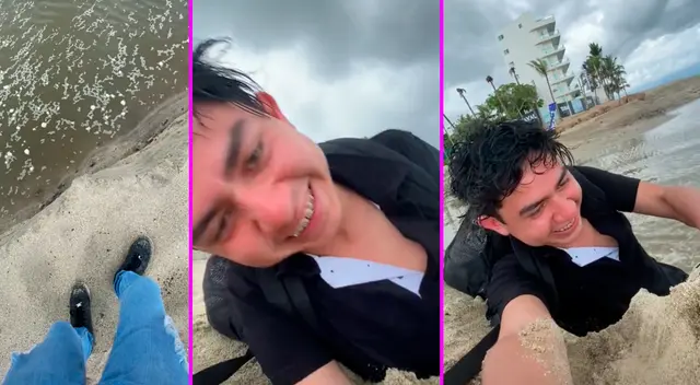 El muchacho pisó donde no debía y cayó a la playa.