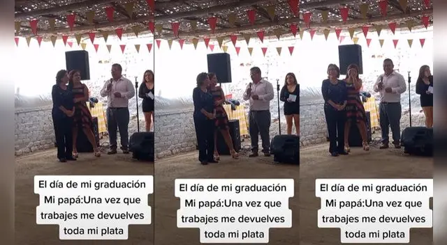 La joven se sorprendió por el repentino discurso de su padre y no pudo evitar reírse por su comentario. Foto: captura de TikTok La joven se sorprendió por el repentino discurso de su padre y no pudo evitar reírse por su comentario. Foto: captura de TikTok