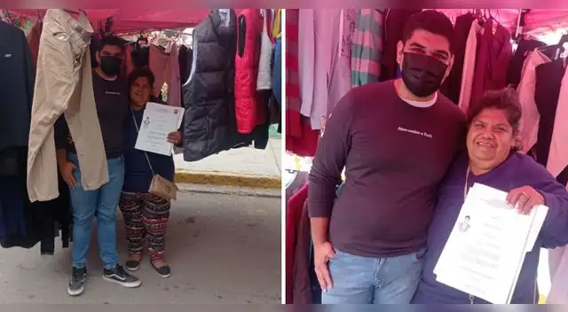 El joven acudió al puesto de su mamá con su título para agradecerle el apoyo para cursar una carrera universitaria. Foto: captura de Facebook