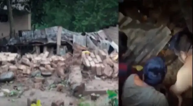 Dos menores se vieron afectados tras derrumbe de una pared