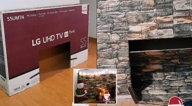 Singular fabricación de chimenea de Navidad se hace viral en las redes sociales.