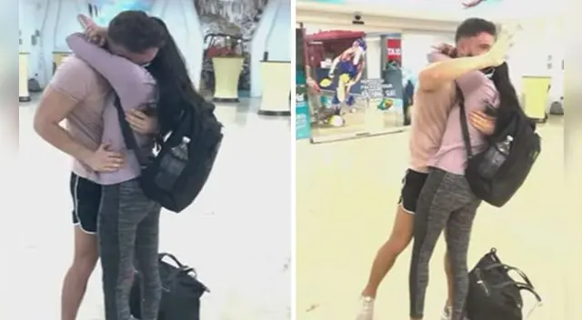 La emotiva escena ocurrió en el aeropuerto de Cancún. Ambos eligieron ese destino para conocerse. Foto: captura de YouTube La emotiva escena ocurrió en el aeropuerto de Cancún. Ambos eligieron ese destino para conocerse. Foto: captura de YouTube