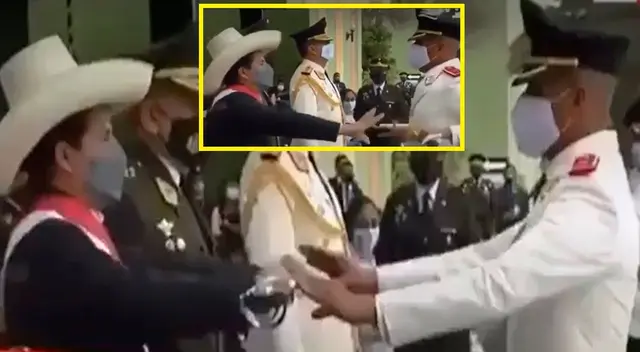 Mandatario casi cae al suelo por actitud del oficial.