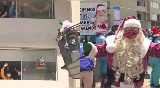 Un grande. Santa Claus llevó regalos a niños internados por COVID-19 en la Villa Panamericana.