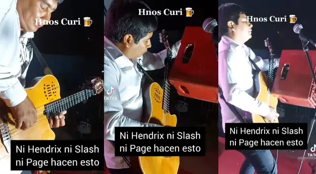 Singular escena del guitarrista se hizo viral en las redes sociales. Singular escena del guitarrista se hizo viral en las redes sociales.