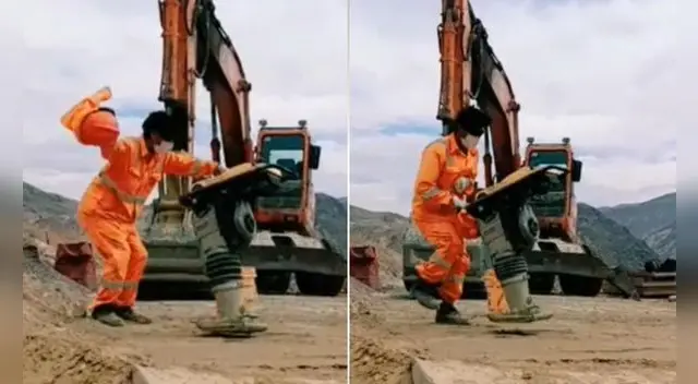 El hombre de usuario @wimbel1415 dejó de zapatear cuando se dio cuenta que la máquina estaba por caer y como si no hubiese bailado, siguió con sus actividades. Foto: captura de TikTok