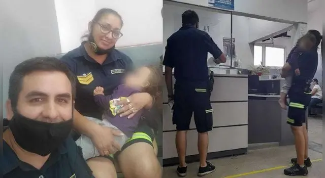 Leandro González junto a Analía Aballay, los policías que rescataron a la menor del maltrato familiar.