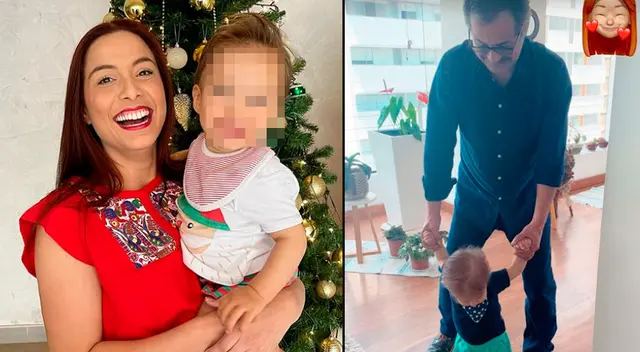 Natalia Salas se mostró muy emocionada porque su padre vino para el primer año de su hijo.