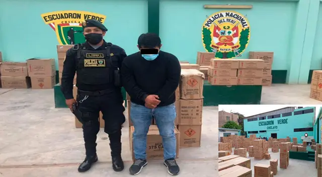 El detenido y el material incautado El detenido y el material incautado