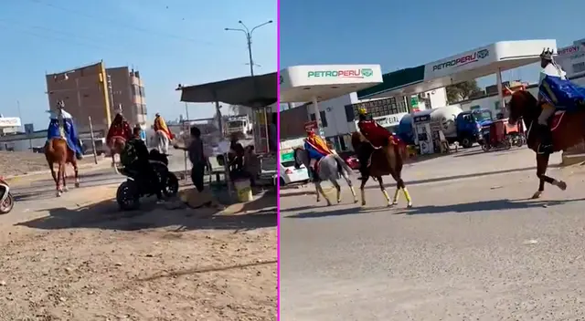 Los Reyes Magos se desplazaron a bordo de sus caballos.