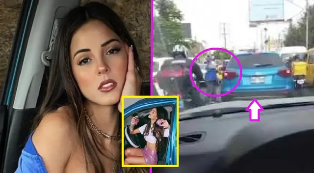 Luciana Fuster es capatada repartiendo panetones mientras conduce su auto. Luciana Fuster es capatada repartiendo panetones mientras conduce su auto.