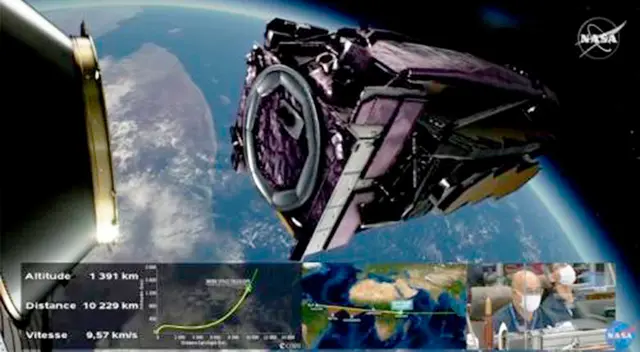 El momento preciso en que el telescopio James Webb se separó con éxito del lanzador espacial.