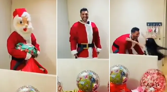 Rodney Pío se disfraza de Papa Noel para sorprende a su hija. Rodney Pío se disfraza de Papa Noel para sorprende a su hija.