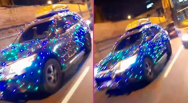 El conductor adornó toda su camioneta con luces.