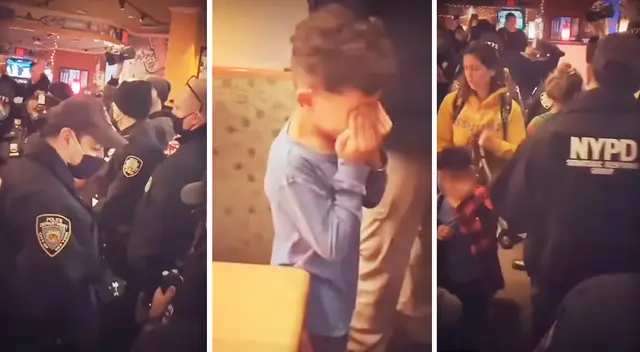 En medio del altercado, el niño se levanta de su asiento y luego muestra molestia.