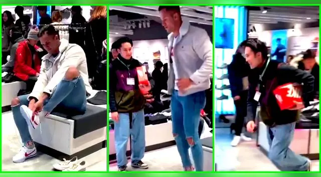 Bruno Agostini hace cruel broma a vendedor de zapatillas en Japón.