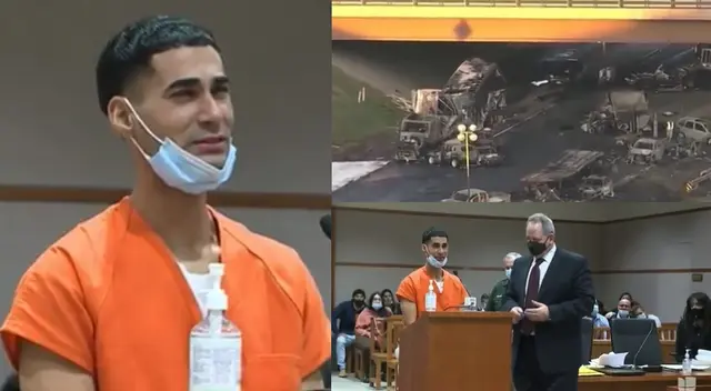 Rogel Aguilera-Mederos chocó el camión de carga de madera que conducía contra varios vehículos. Rogel Aguilera-Mederos chocó el camión de carga de madera que conducía contra varios vehículos.