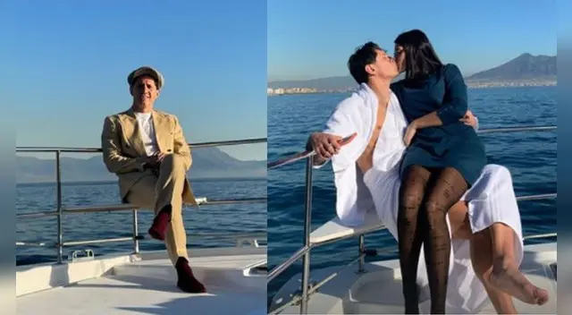 Lapadula despidió el 2021 junto a su esposa en yate.