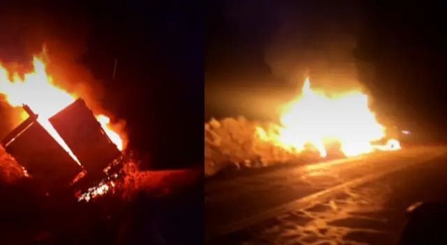 Bus se incendia en el kilómetro 65 de la carretera Arequipa Puno. Bus se incendia en el kilómetro 65 de la carretera Arequipa Puno.