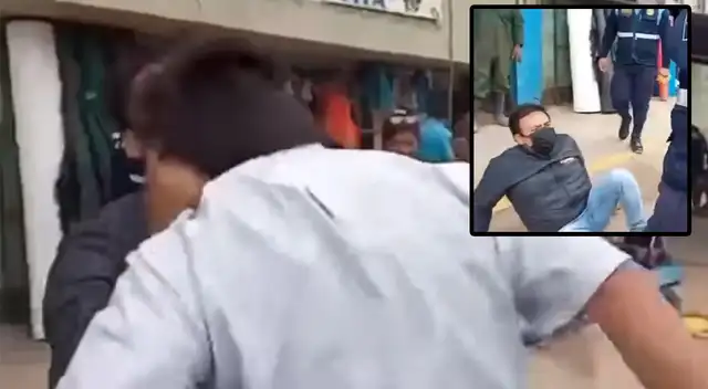 Trabajador municipal agarró desprevenido al comunicador y lo tendió en el suelo.