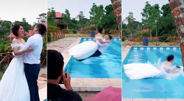 Peculiar escena de unos novios se hizo viral en las redes sociales.