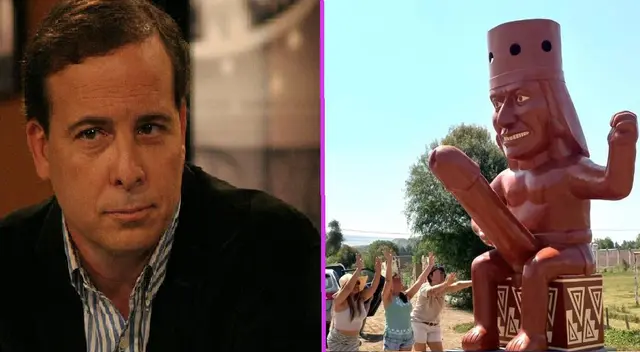 Aldo Mariátegui en desacuerdo con huaco erótico gigante en calles de Moche.