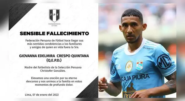 FPF y Sporting Cristal se pronunciaron tras muerte de madre del jugador.