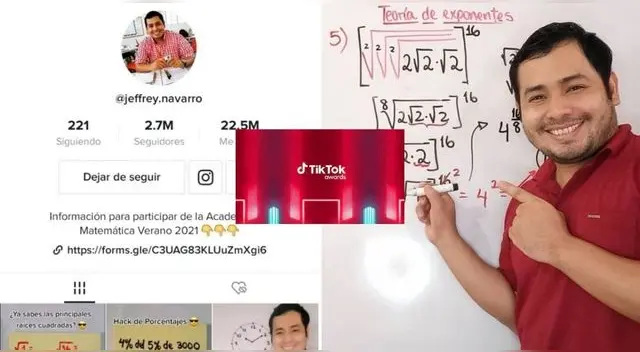 Jeffrey Navarro, el profesor piurano nominado a los TikTok Awards 2022 por enseñar matemáticas.