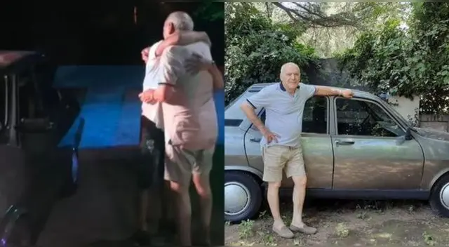 Un joven ahorró durante meses y le cumplió a su abuelo el sueño de tener un auto. Foto: TN Un joven ahorró durante meses y le cumplió a su abuelo el sueño de tener un auto. Foto: TN