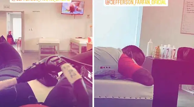 Jefferson Farfán no pudo con el cansancio y se quedó dormido.