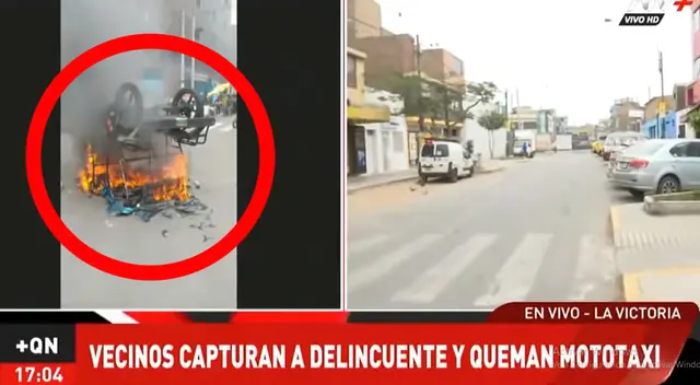 La Victoria: vecinos capturan a delincuente y queman mototaxi [VIDEO]