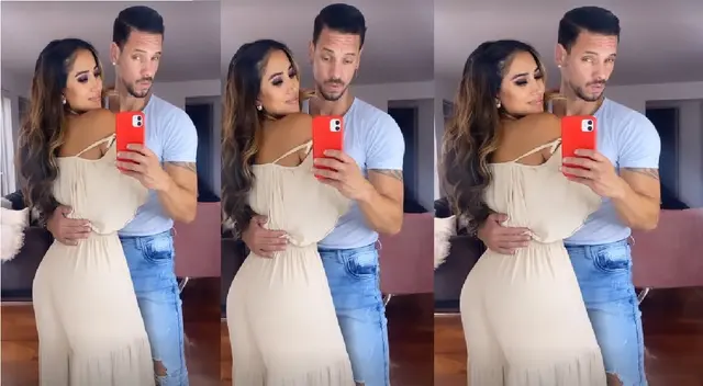 Melissa Paredes sonríe a lado de su enamorado Anthony Aranda.