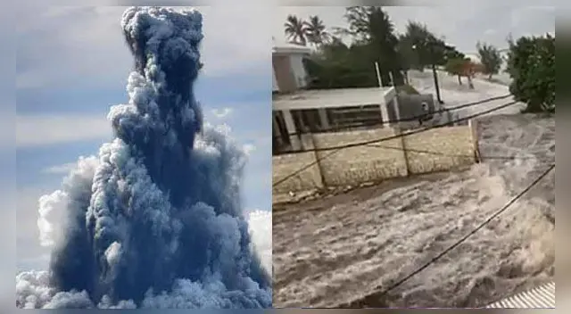 Así fue el preciso momento del tsunami tras la erupción de volcán submarino.