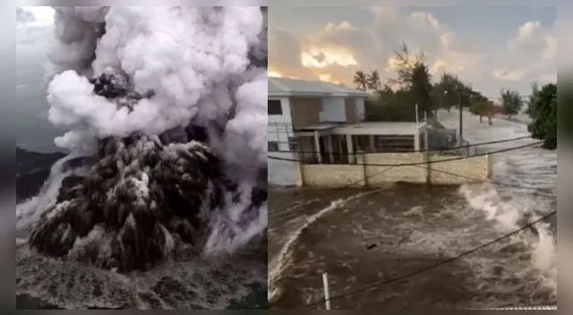 Así fue el tsunami en la isla de Tonga.
