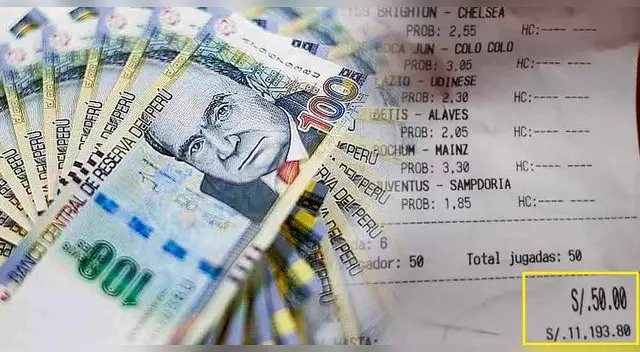 La persona que apostó este ticket puede ganar 11.193.80 soles. La persona que apostó este ticket puede ganar 11.193.80 soles.