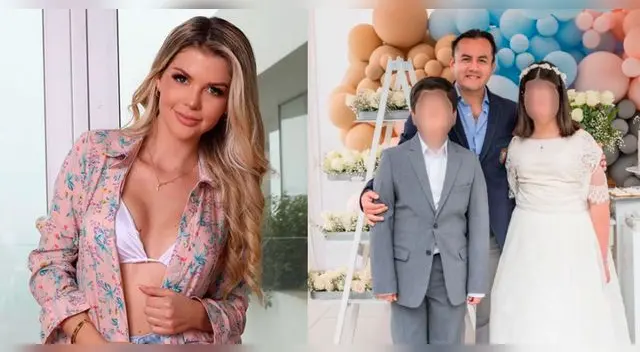 Brunella Horna feliz de compartir con la familia de Richard Acuña.