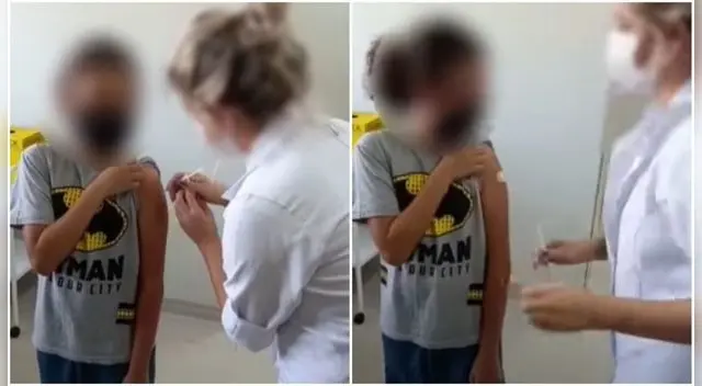 Tras confirmar a través de la grabación que el niño no había recibido la vacuna, recibió la dosis correctamente.