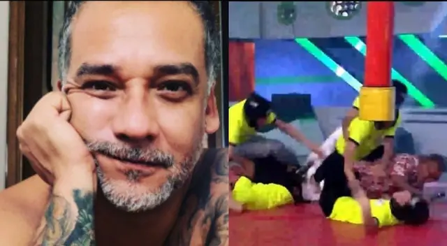 Roger del Águila: concursantes caen encima de conductor Roger del Águila: concursantes caen encima de conductor