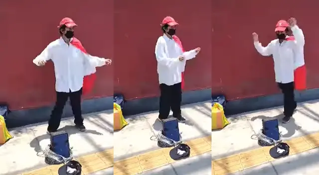 Singular escena del hincha peruano se hizo viral en las redes sociales.