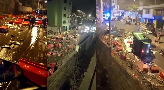 Camión frigorífico termina destruido y moradores de VMT recogieron todos los pescados regados en la pista. Camión frigorífico termina destruido y moradores de VMT recogieron todos los pescados regados en la pista.