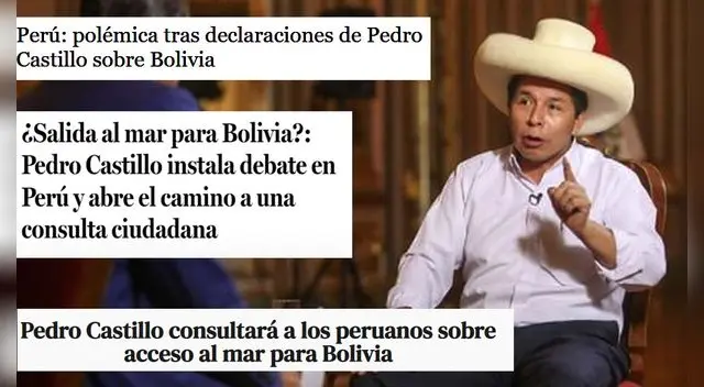 Estas fueron las reacciones de la prensa internacional tras declaraciones de Pedro Castillo sobre Bolivia.
