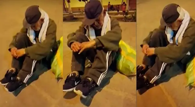 Anciano pedía ayuda a las personas que transitaban en la vía pública Anciano pedía ayuda a las personas que transitaban en la vía pública