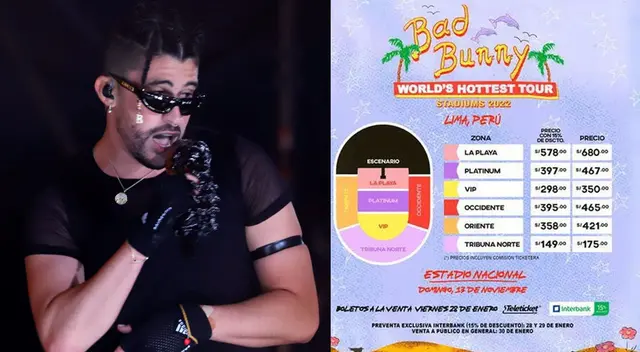 A qué hora inicia la preventa de entradas para el concierto de Bad Bunny en Perú.