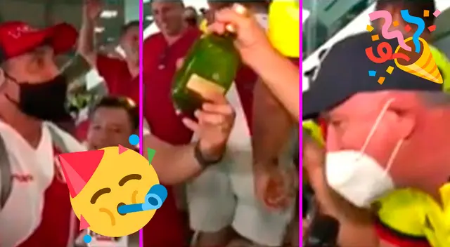 Los hinchas colombianos celebraron el triunfo de Perú.