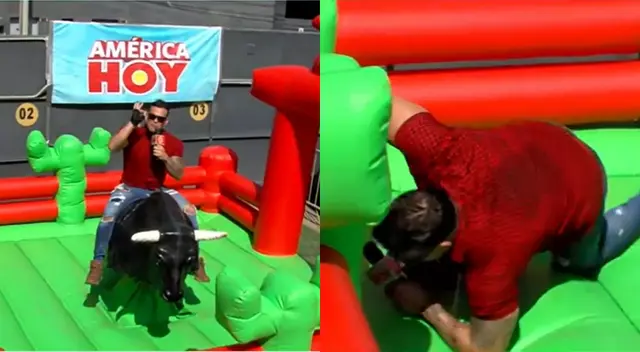 Christian Domínguez sorprendió al aparecer en un curioso juego a las afueras de América TV, y quiso mostrar su talento, pero falló. Christian Domínguez sorprendió al aparecer en un curioso juego a las afueras de América TV, y quiso mostrar su talento, pero falló.